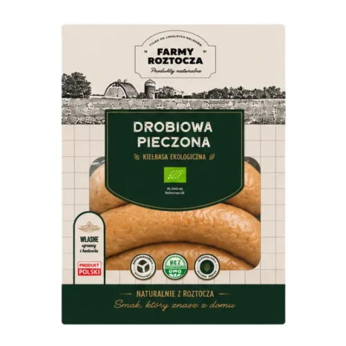 Kiełbasa Drobiowa Pieczona Bio 350 g Farmy Roztocza.webp