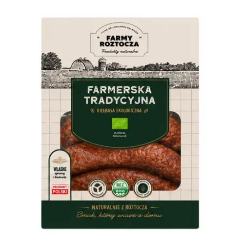 Kiełbasa z Farmerskiej Zagrody Bio 350 g Farmy Roztocza.webp