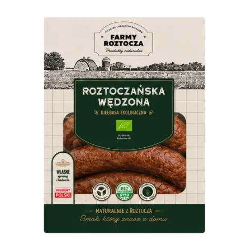 Kiełbasa Roztoczańska Wędzona Bio 350 g Farmy Roztocza.webp